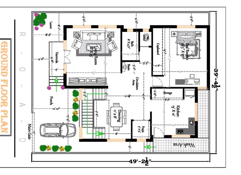 40x50 Duplex House Plan In 00 Sq Ft Plot Area Dk 3d Home Design