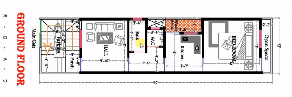 12×50 ft 1BHK BEST HOUSE PLAN DETAILS – DK 3D Home Design