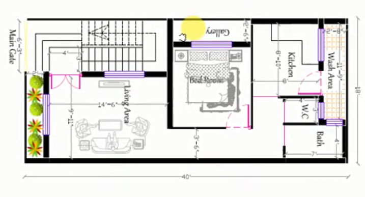 18x40 small house plan