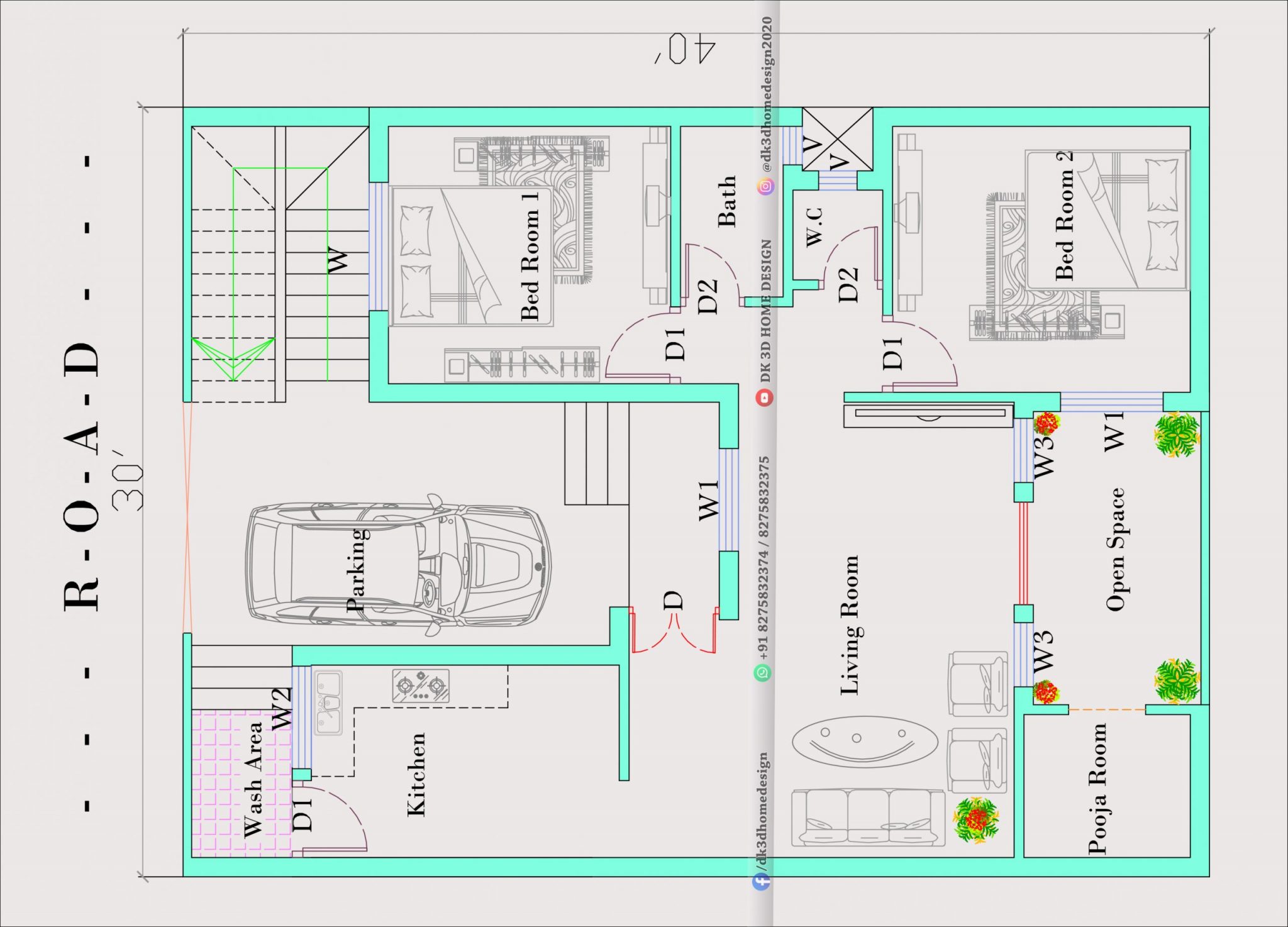 15-x-30-house-plan-with-parking-15-by-30-ghar-ka-elevation-15x30-house-design-with-parking