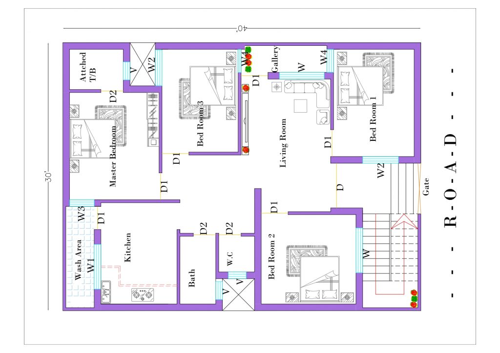 30x40 4BHK house plan