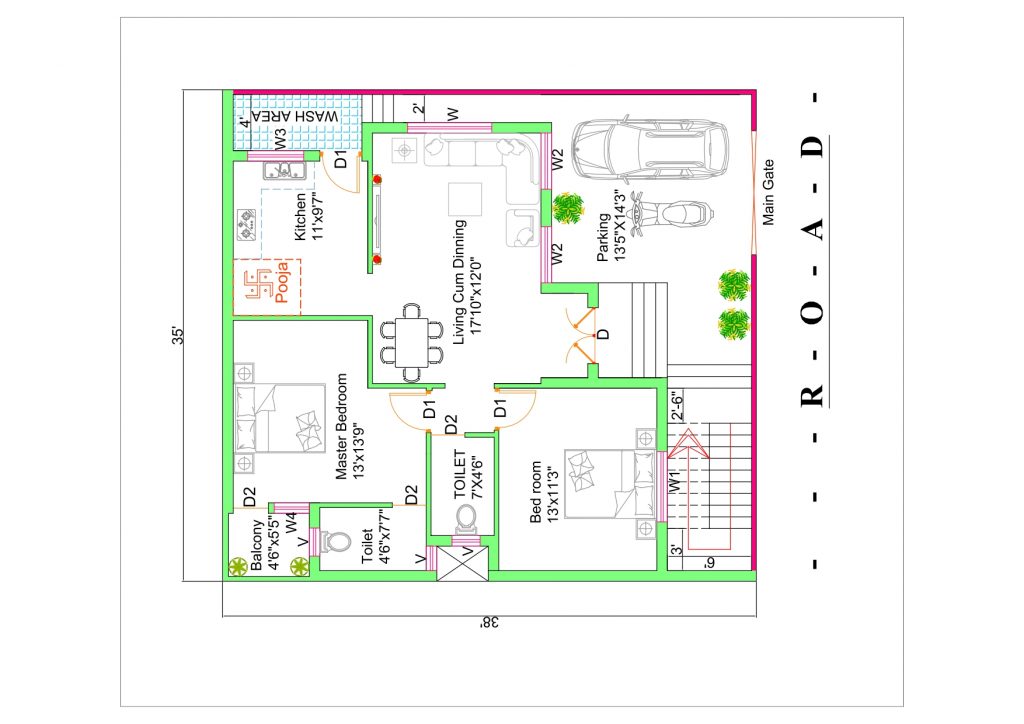 35x40 house plan