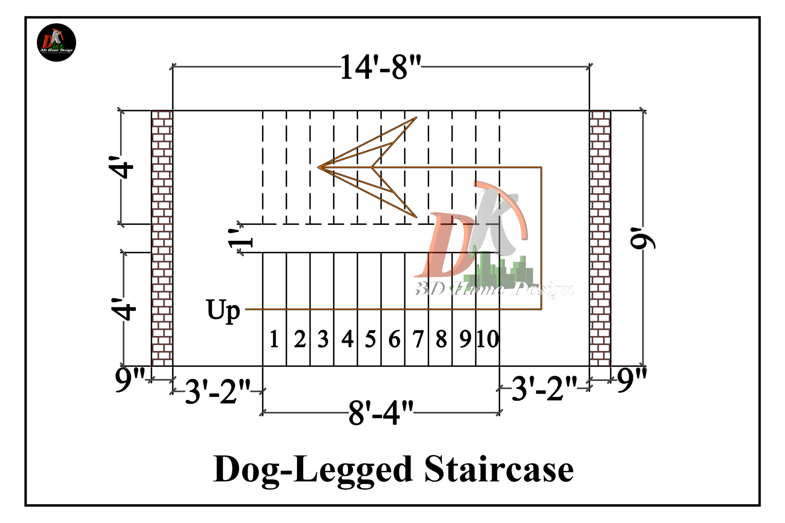  Dog-legged staircase design