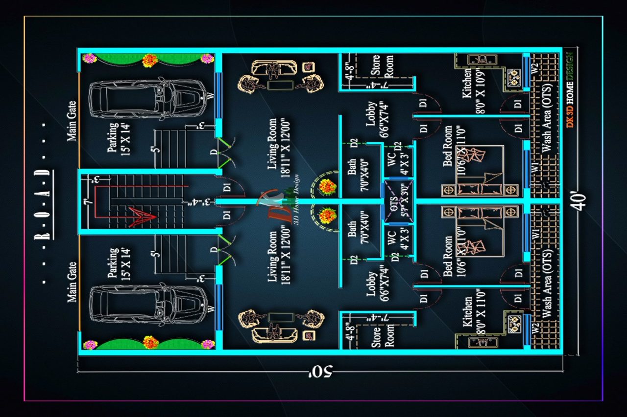 40 50 House Plan For Two Brothers Dk 3d Home Design