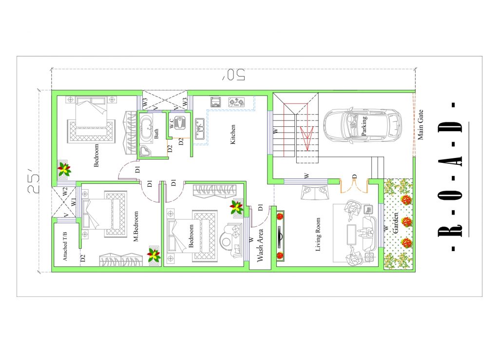 25x50 house 'plan