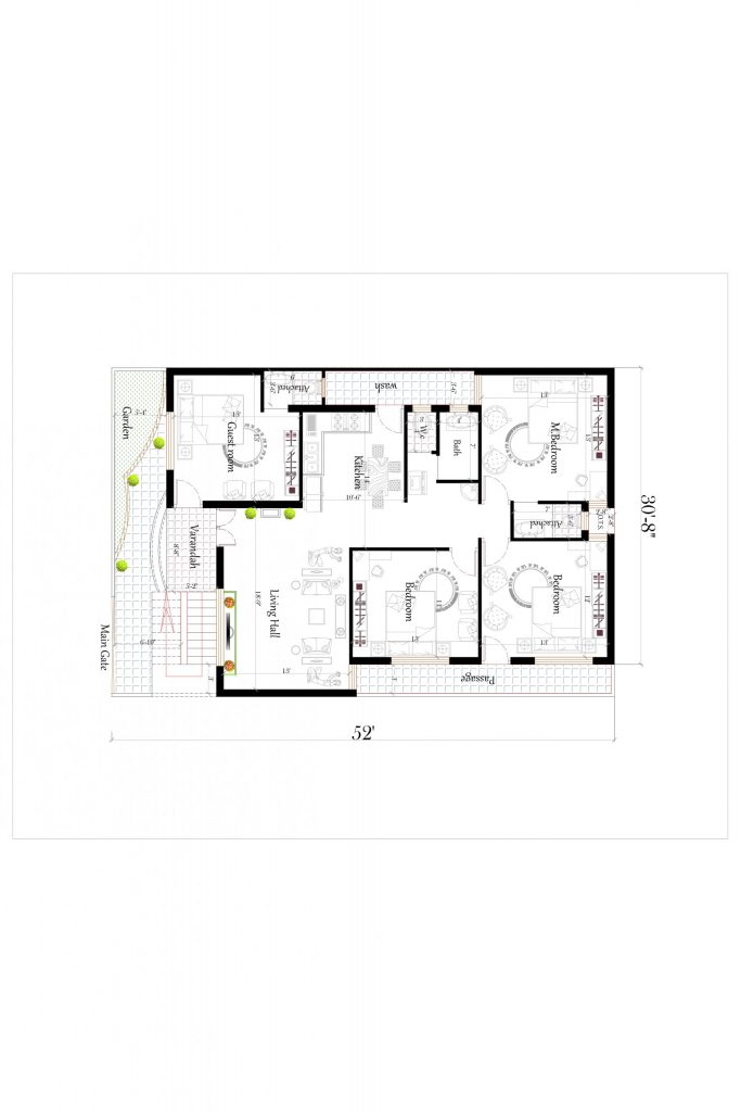 30x52 house plan