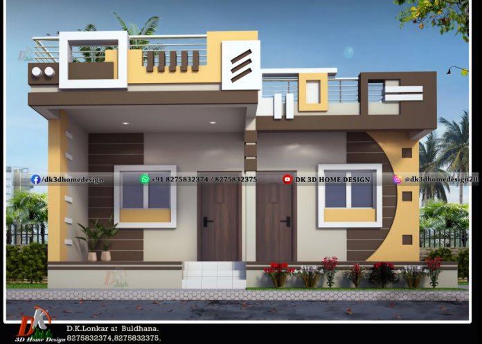 House front elevation design for house - Dk3dhomedesign