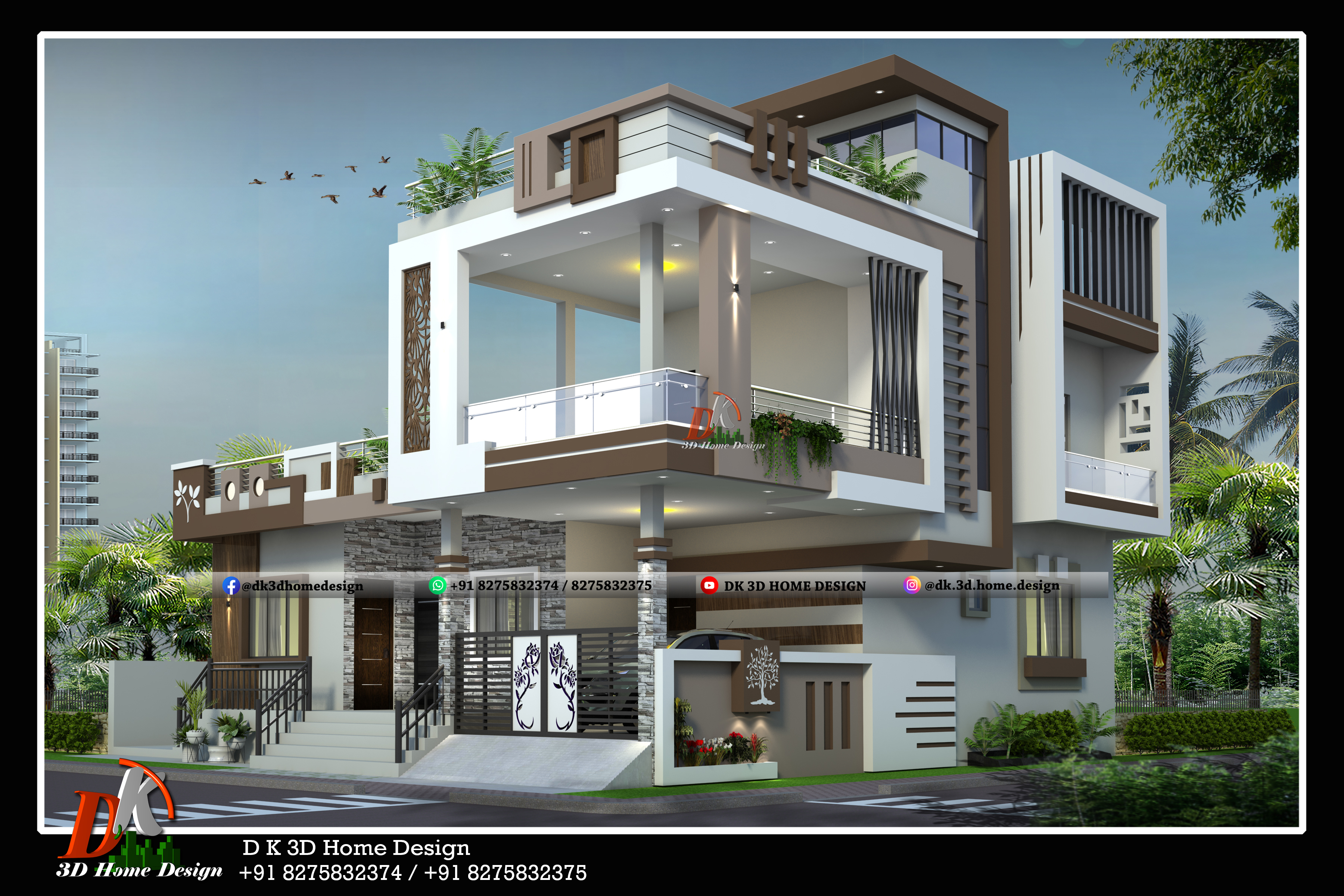 Contemporary bungalow front elevation design