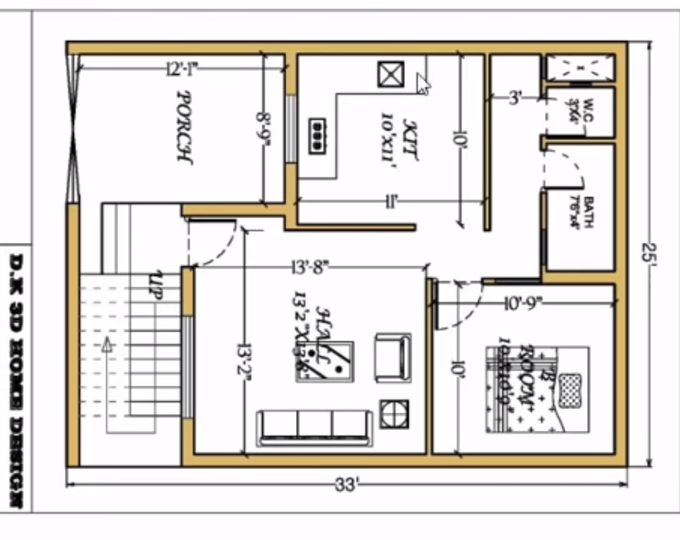 25x33 house plan