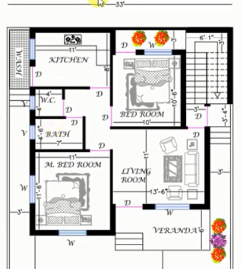 30x40 2bhk house plan