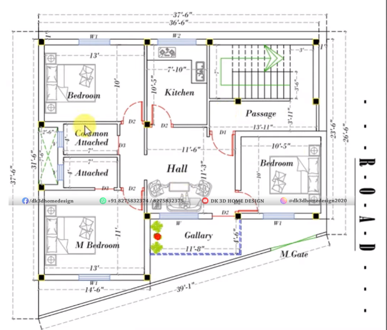 G+2 house plan
