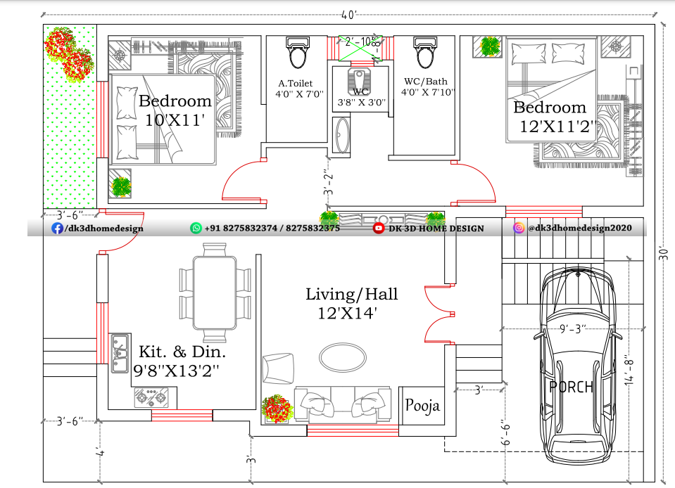 40x30 Floor Plan Gf Bungalow Design Architecture Plan - vrogue.co
