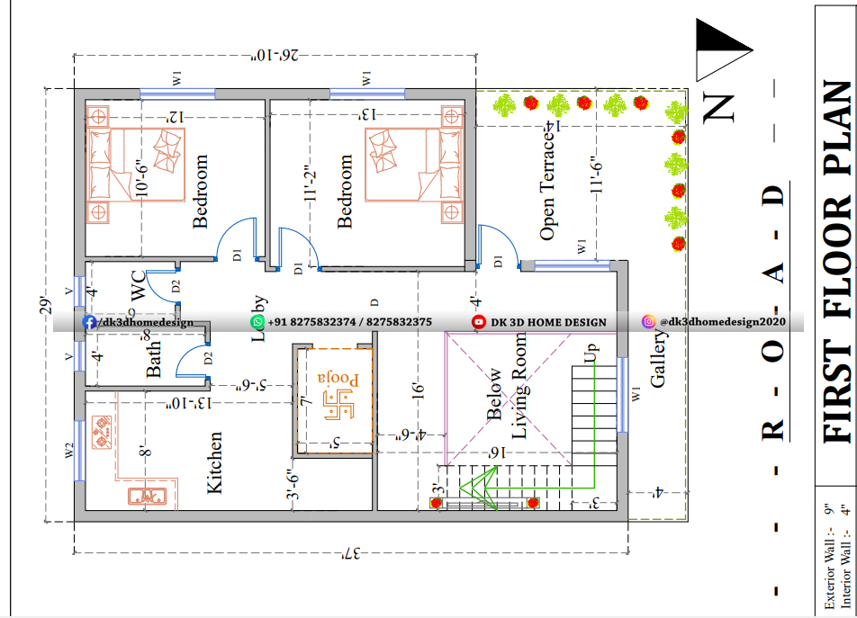 duplex house plan with pooja room