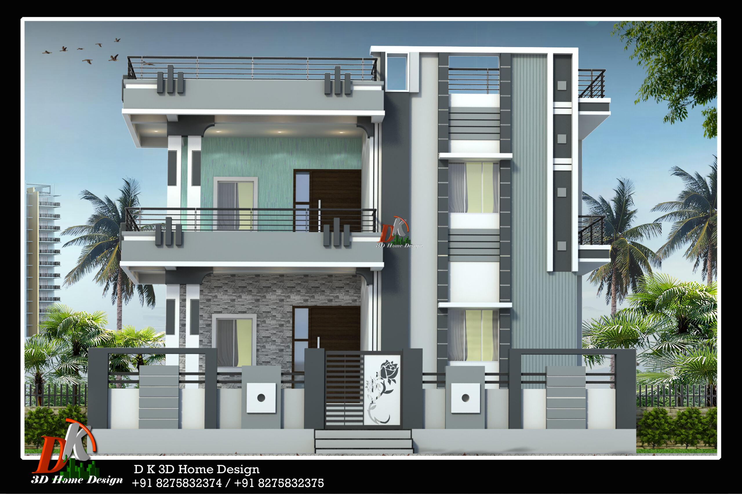 Indian 2 floor house exterior color combinations