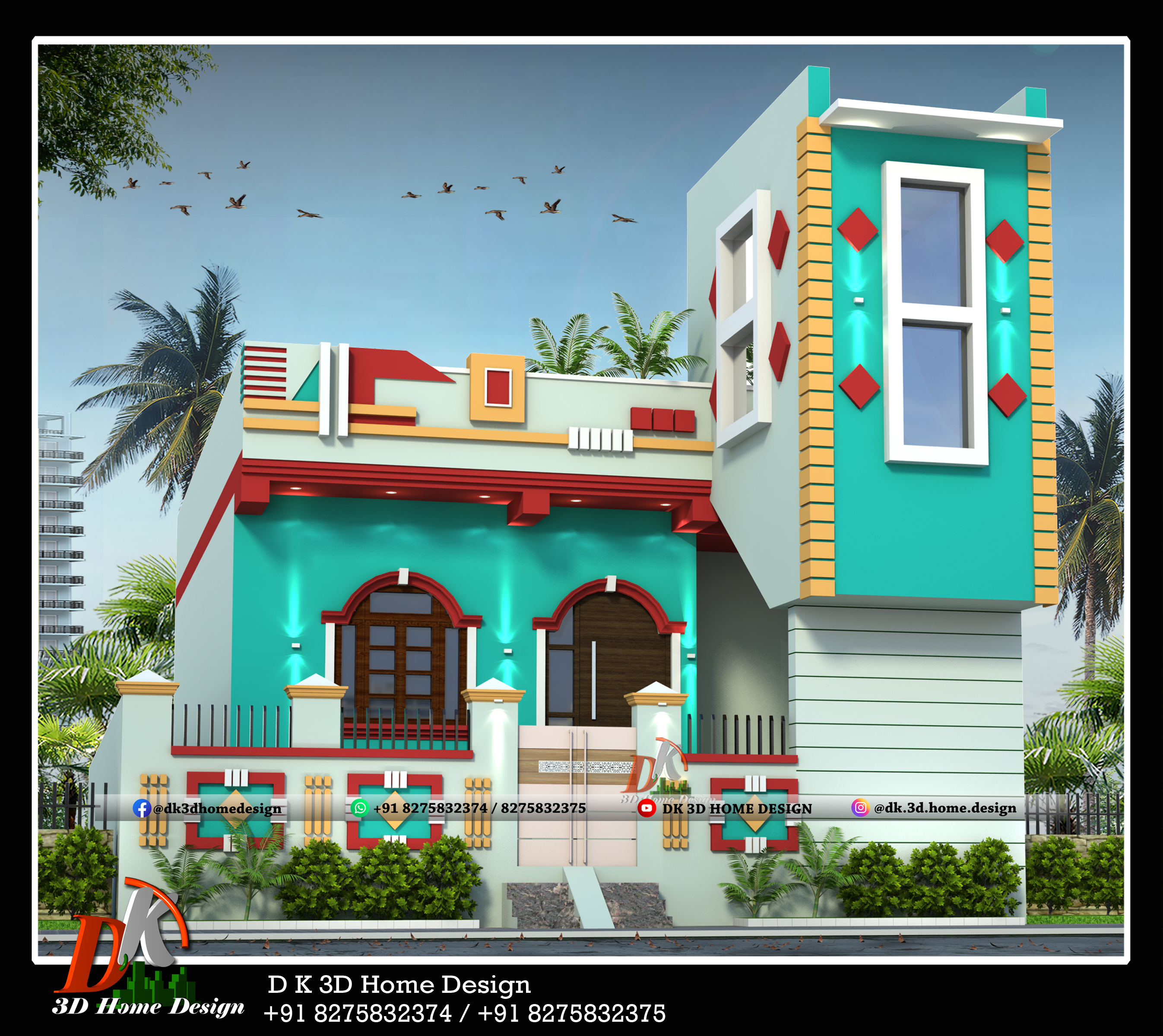 single floor simple house colors india