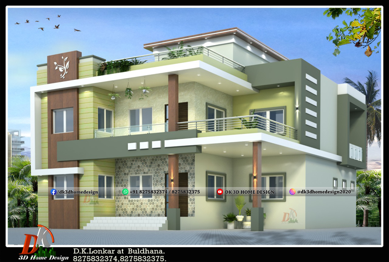 front elevation for 2 floor house