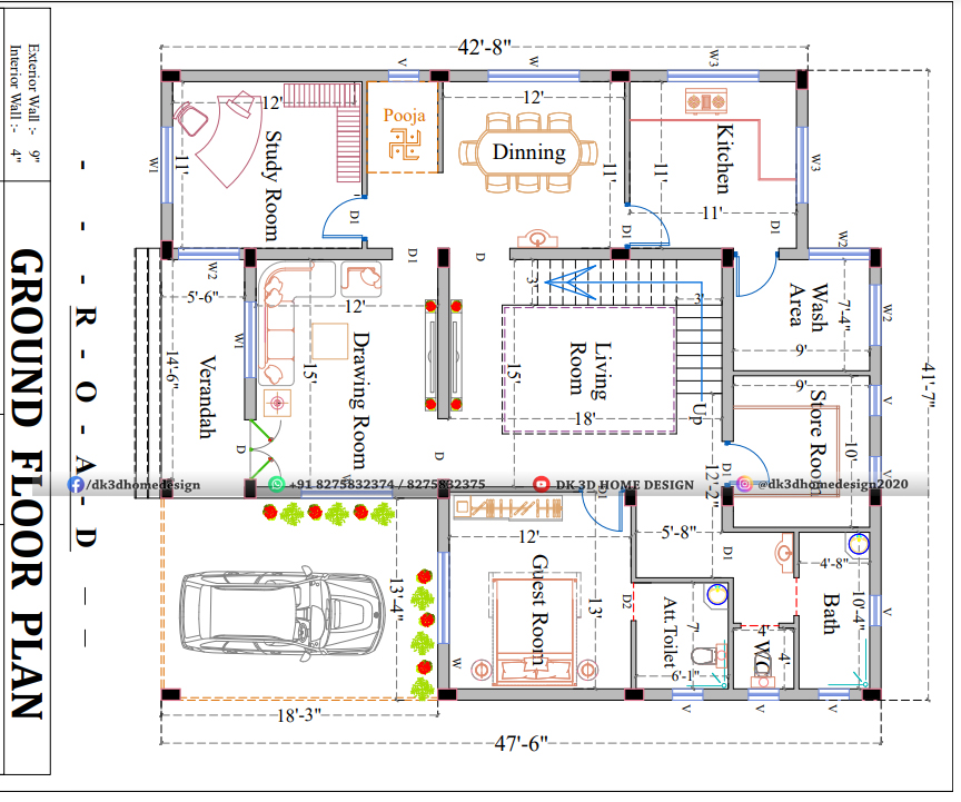 2000 sq ft duplex house plan