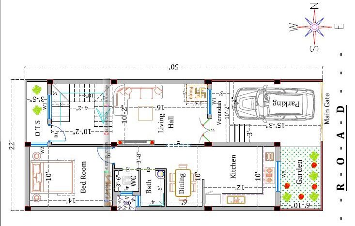 20x50 2 floor house plan