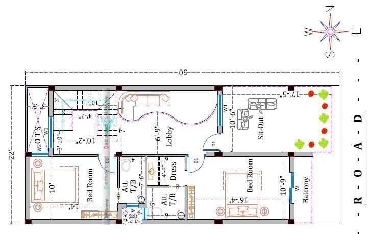 1000 square feet double floor house plan
