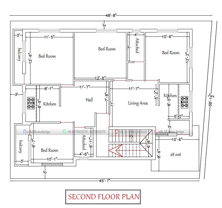 2000 square feet 3 floor house plan