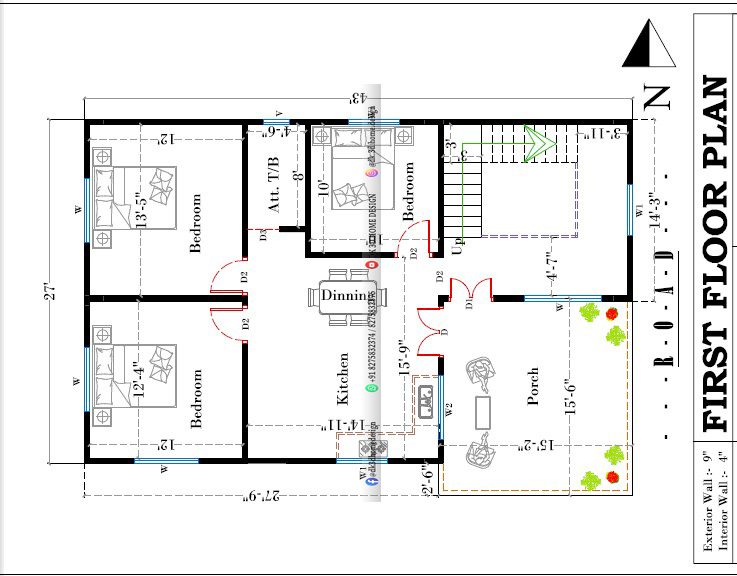 25x45 2 story house plan