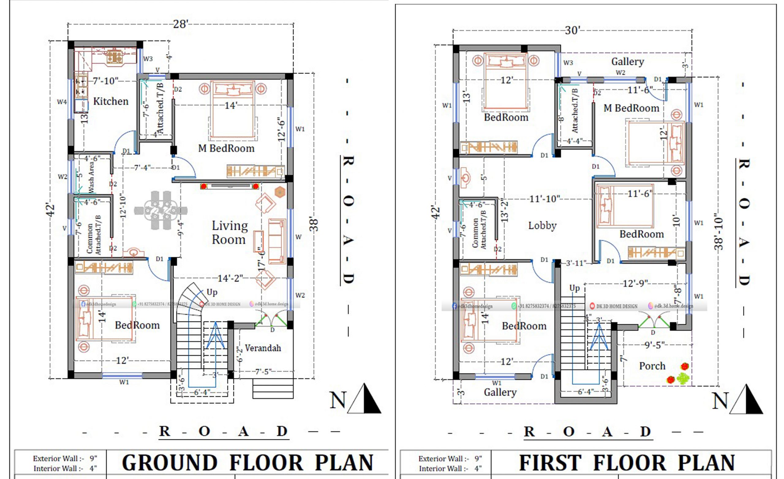 30x40 2 Story Modern House Plan | 1200 Square Feet 2 Floor House Plan