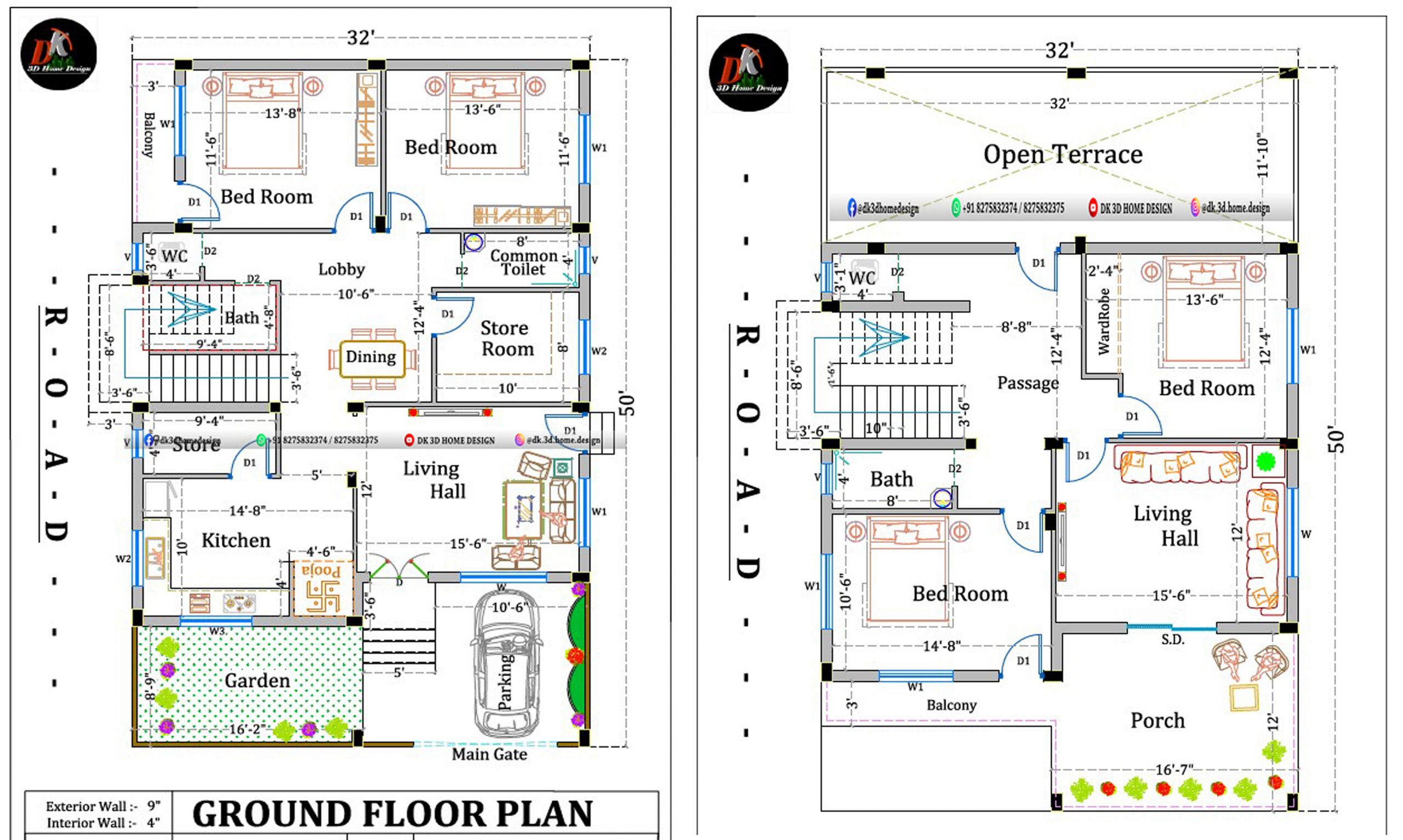 1500 Sq Ft House Plan With Car Parking | 30x50 2 Floor House Plan