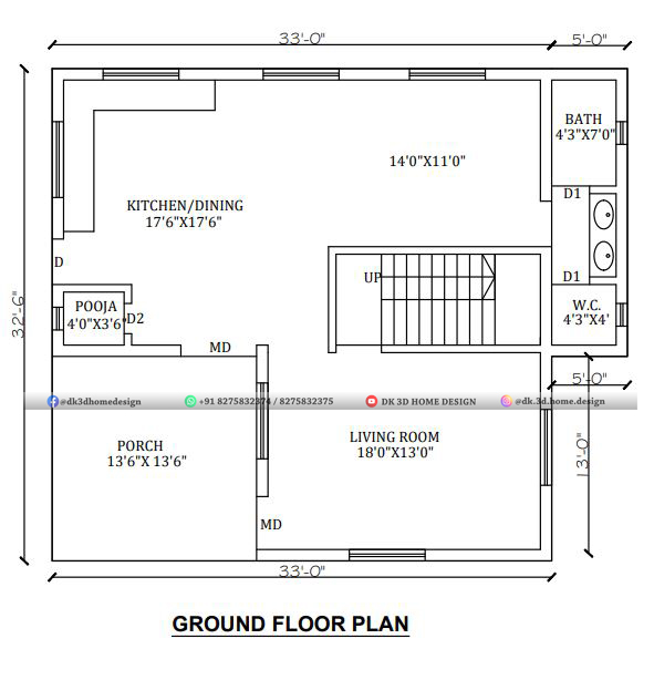 40x30 3 floor house plan