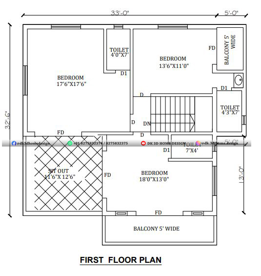 1200 sq ft g+2 house plan