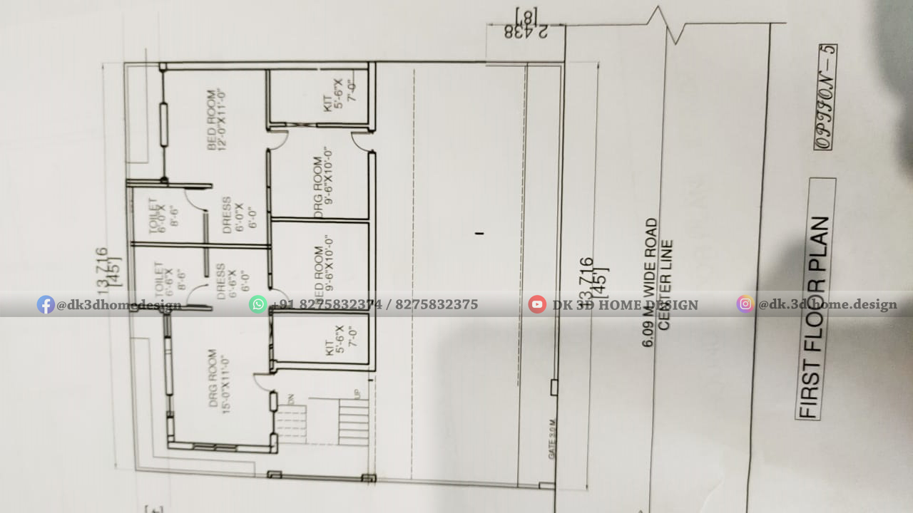 45x50 house plan in 2250 sq ft