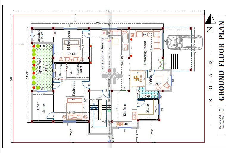 2000 sq ft double floor house plan