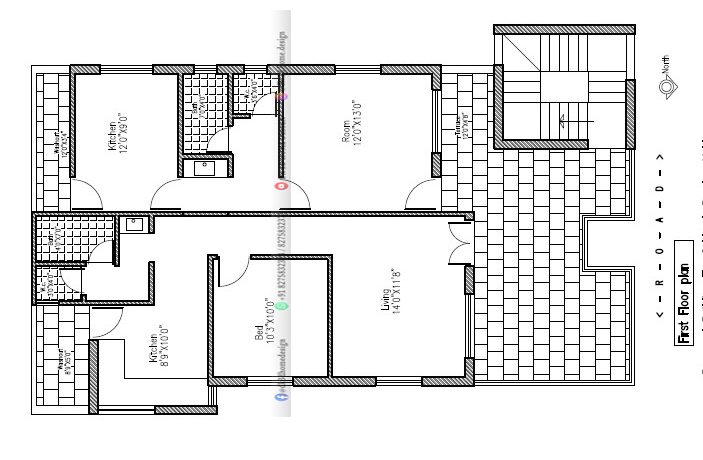 45 by 50 house plan first floor