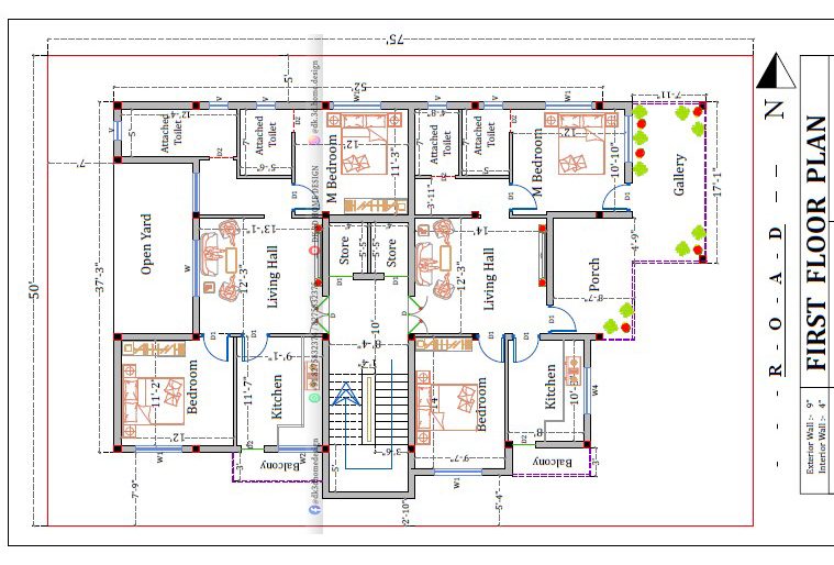 40x50 2 floor house plan