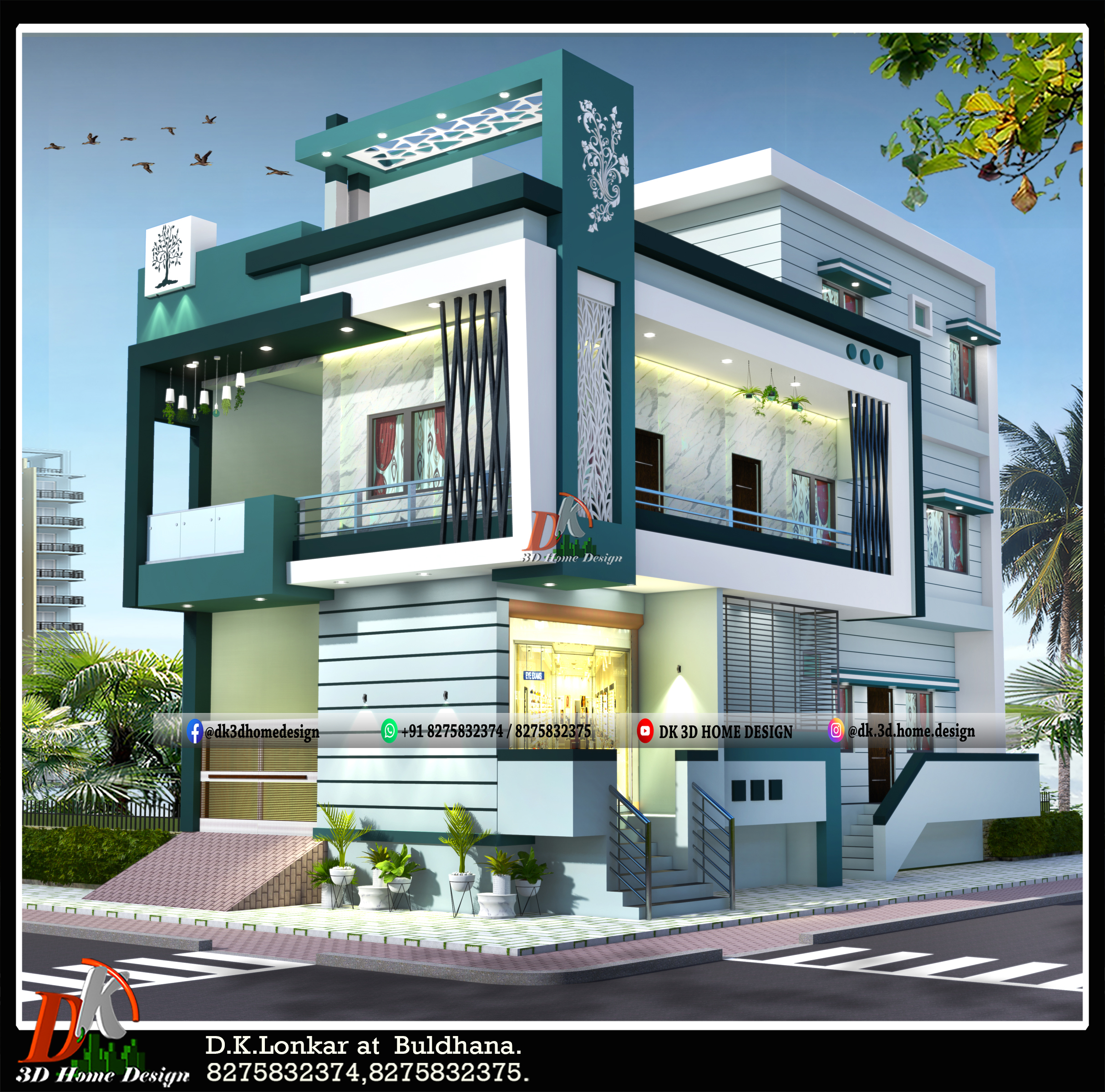 Modern commercial + residential building elevation design