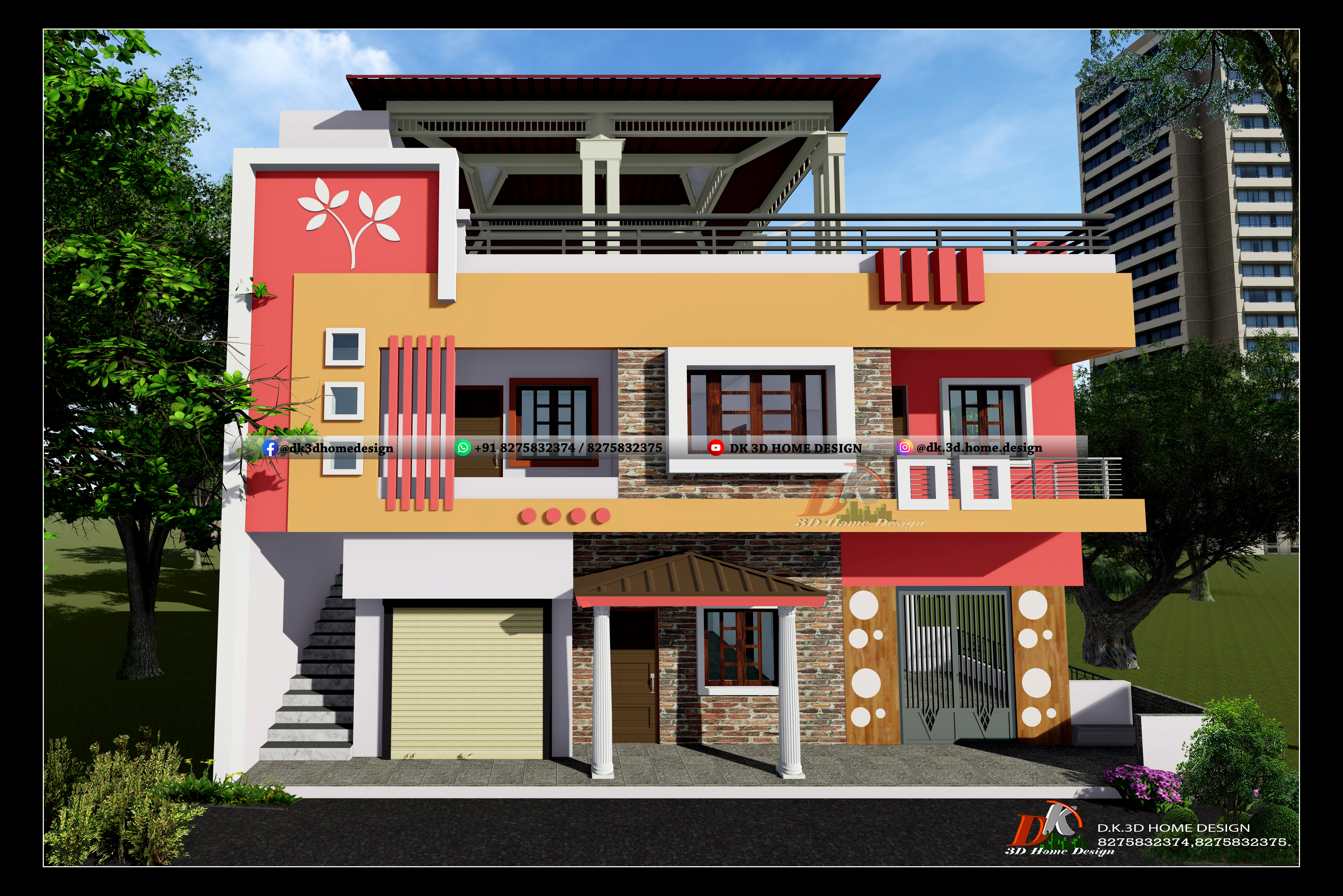 Front elevation design for commercial building