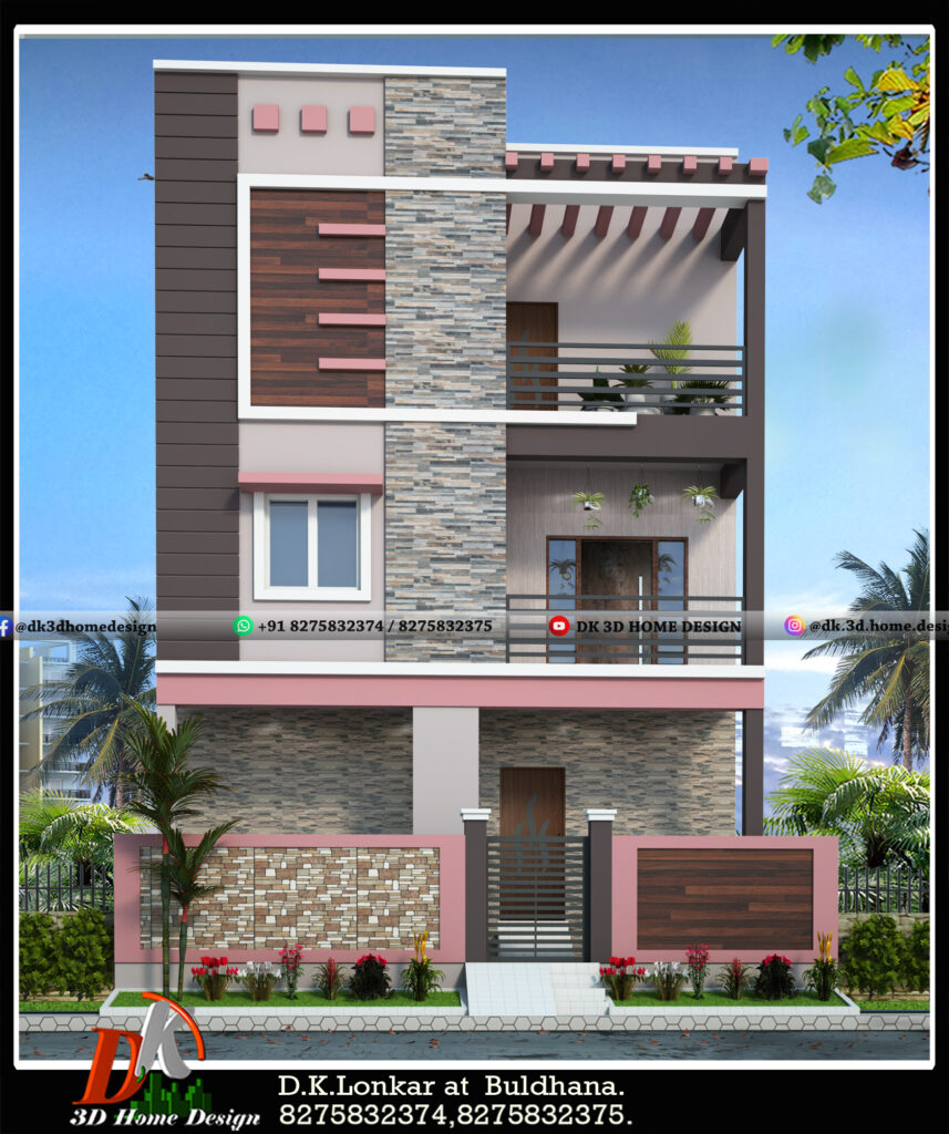 Double floor simple house exterior elevation colour combinations