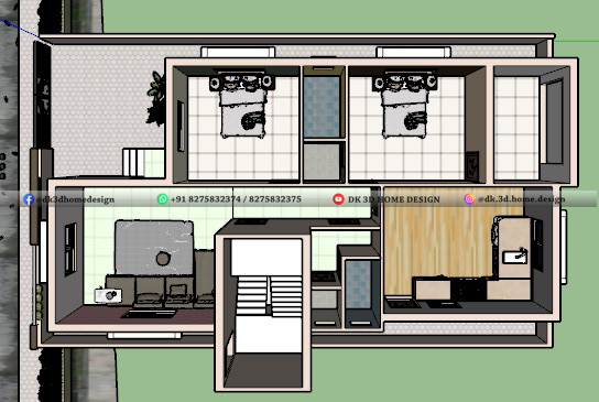 30 by 55 2bhk house plan cut section