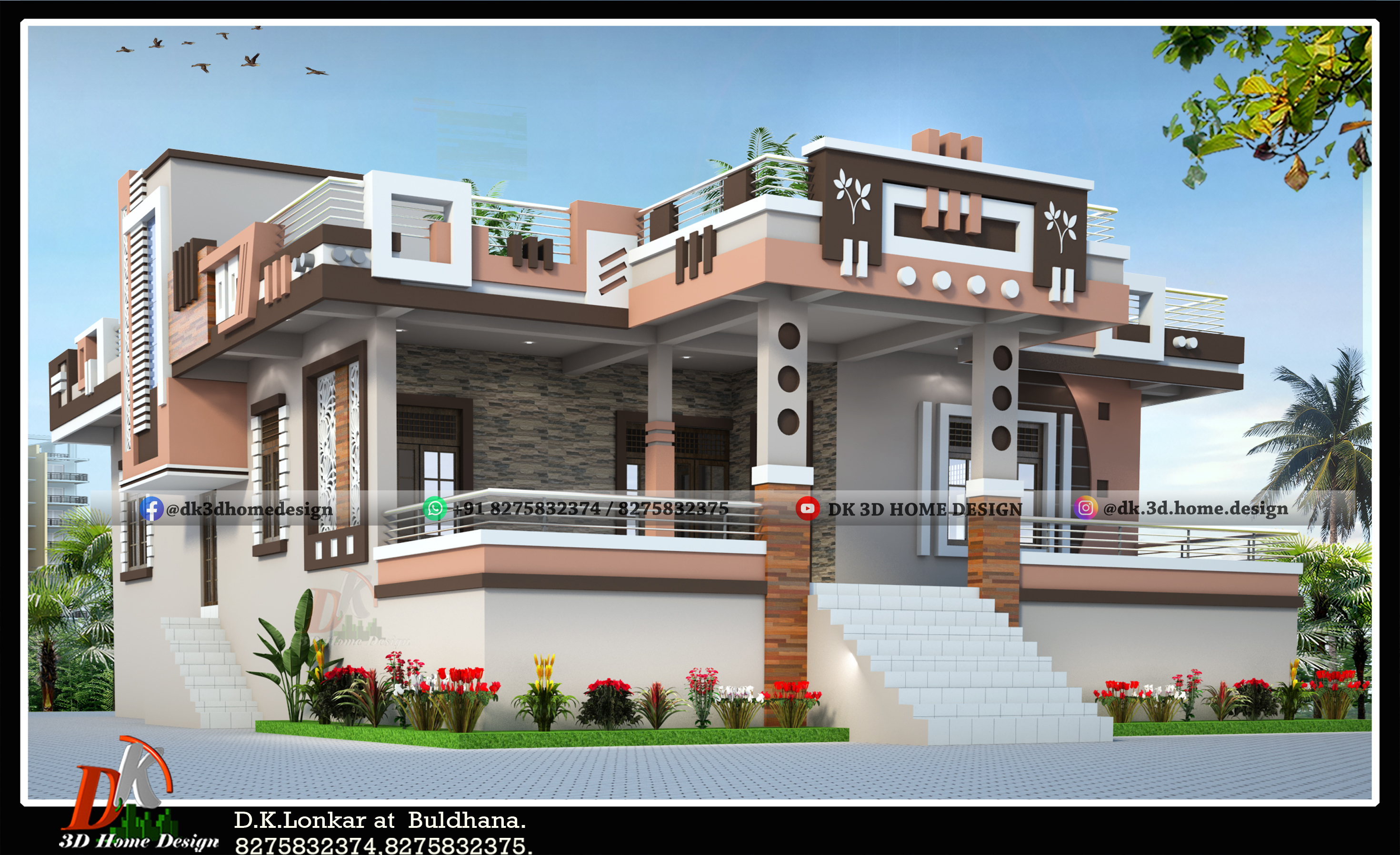 1600 sq ft house front elevation design