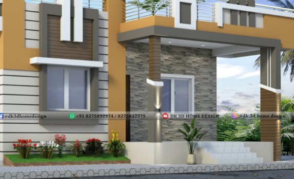 Front sitout design for modern Indian house
