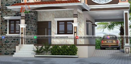Home sitout wall design with car parking