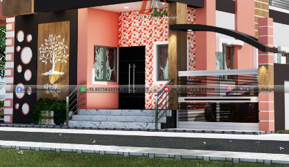 Modern Indian style sit out front elevation design