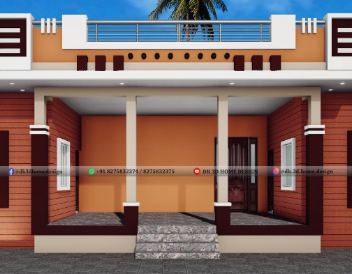 Low budget ground floor house front sitout design