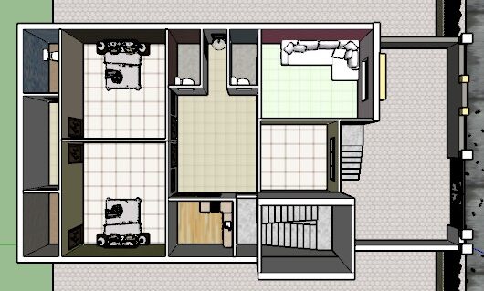 30x60 house plan with 3D cut section