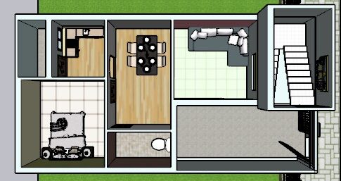 800 sq ft house plan 3d cut section