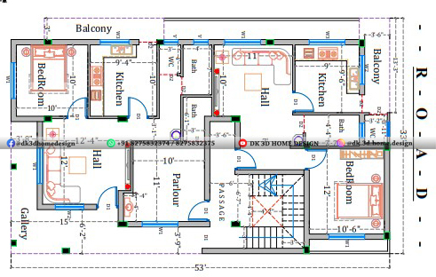 33x53 2 floor house plan