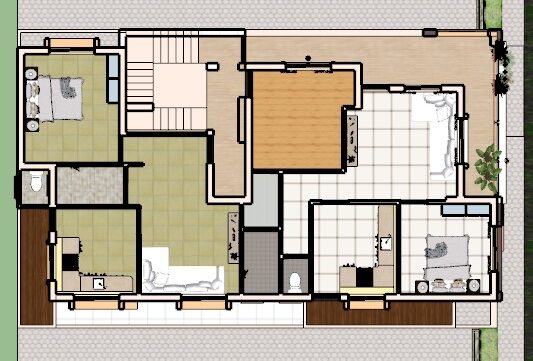 1750 square feet house plan 3d cut section