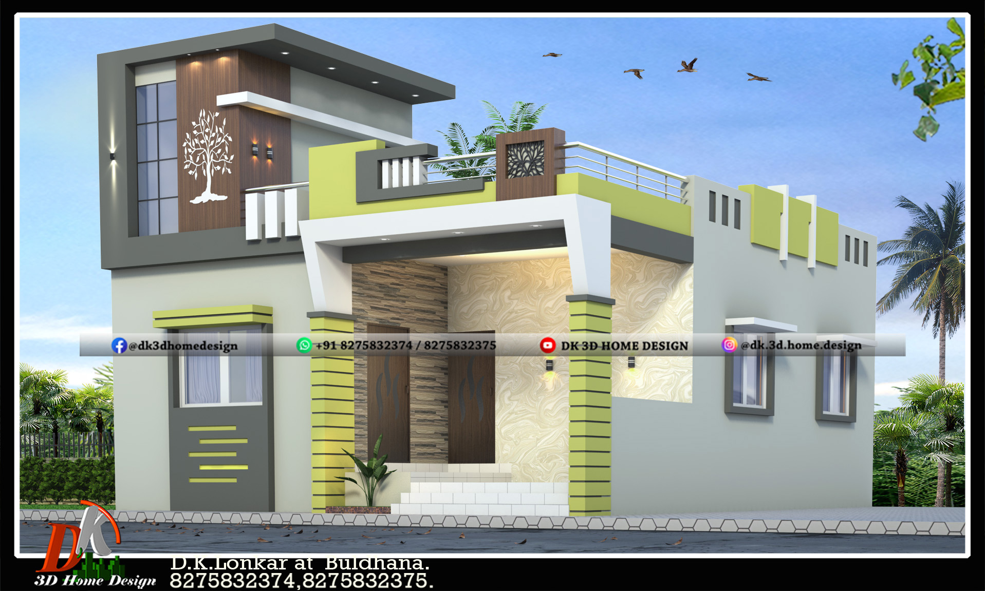 low budget 1000 square feet house front elevation exterior colour combination #3: