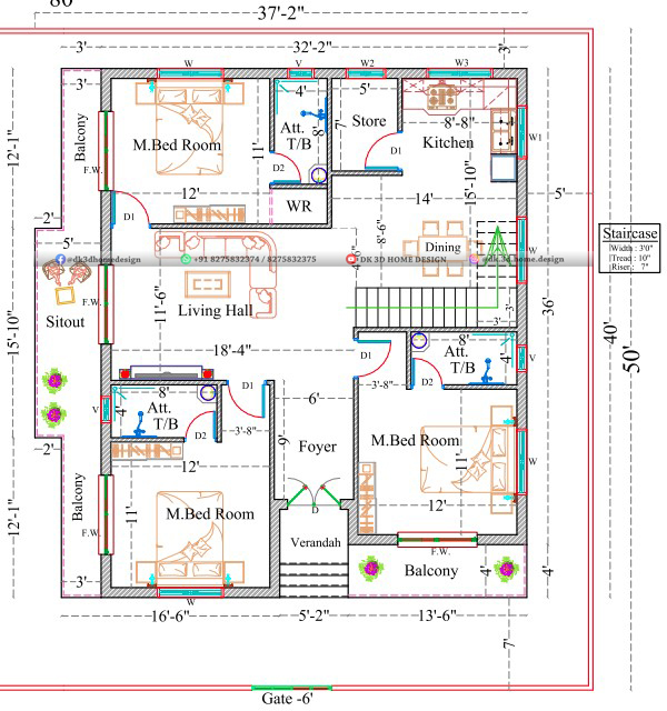 3Bedroom Home Plan 