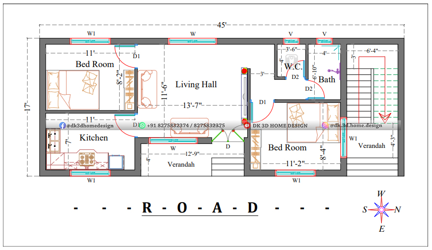 Ground floor Plan 17X45