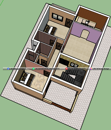 3D Ground floor cut section 